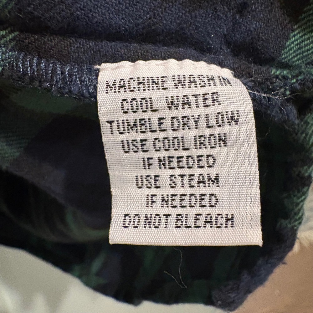 The Vermont Country Store Flannel Tunic Plaid Shirt XL Green Navy Oversized Cozy - Picture 9 of 10